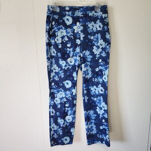 J.Crew Remi Pant Watercolor Begonias Floral High Rise Cropped Slim Fit 6
